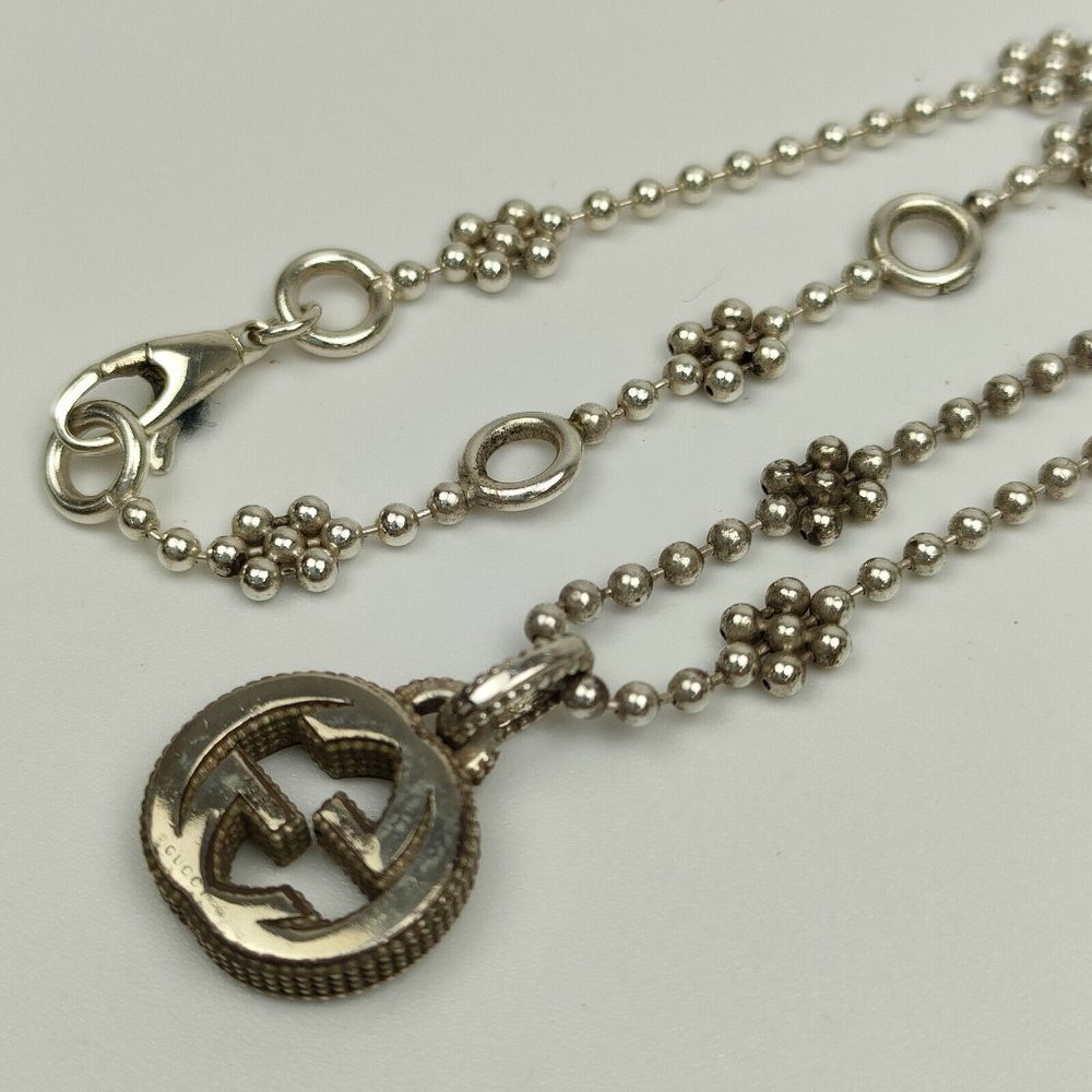 Gucci Sterling Silver Interlocking G Cluster Chai… - image 7
